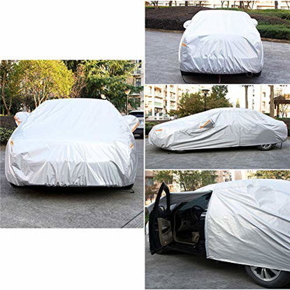 Picture of Kayme 6 Layers Car Cover Waterproof All Weather for Automobiles, Outdoor Full Cover Rain Sun UV Protection with Zipper Cotton, Universal Fit for Sedan (186"-193")
