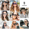 Picture of SOJOS Fashion Round Sunglasses for Women Men Oversized Vintage Shades SJ2057 with Clear Frame/Pink Mirrored Lens