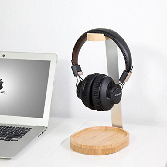 Picture of Avantree Universal Wooden & Aluminum Headphone Stand Hanger with Cable Holder, Sturdy Desk Headset Mount Rack for Sony, Bose, Shure, Jabra, JBL, AKG, Gaming Headphones Display - TR902