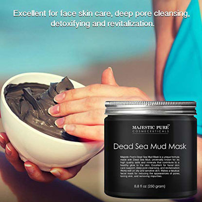 Picture of MAJESTIC PURE Dead Sea Mud Mask - Natural Face and Skin Care for Women and Men - Best Black Facial Cleansing Clay for Blackhead, Whitehead, Acne and Pores - 8.8 fl. Oz
