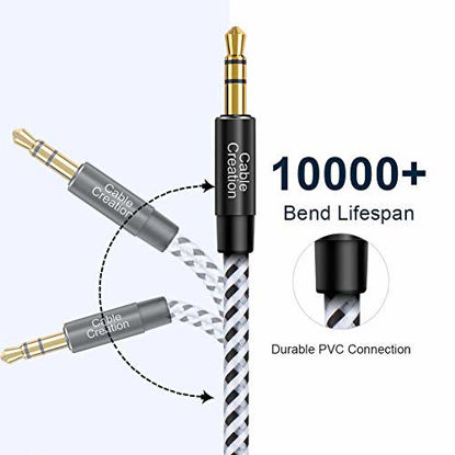 Picture of 3 Feet Aux Cable,CableCreation 3.5mm Male to Male Auxiliary Audio Stereo Cord Compatible with Car,Headphones, iPods, iPhones, iPads,Tablets,Laptops,Android Smart Phones& More, 1M /Black & White