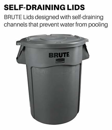Picture of Rubbermaid Commercial Products FG265400GRAY Brute Heavy-Duty Round Trash/Garbage Lid, 55-Gallon, Gray
