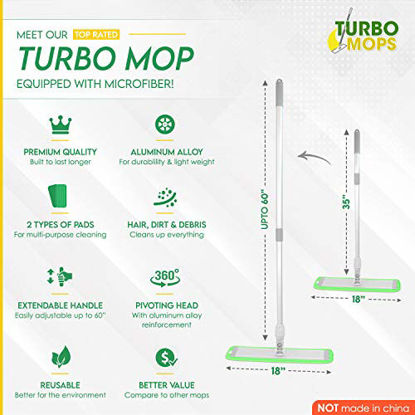 Picture of Microfiber Mop Floor Cleaning System - Washable Pads Perfect Cleaner for Hardwood, Laminate & Tile - 360 Dry Wet Reusable Dust Mops with Soft Refill Pads & Handle for Wood, Walls, Vinyl, Kitchen