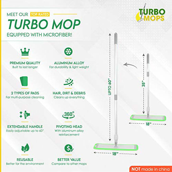 Picture of Microfiber Mop Floor Cleaning System - Washable Pads Perfect Cleaner for Hardwood, Laminate & Tile - 360 Dry Wet Reusable Dust Mops with Soft Refill Pads & Handle for Wood, Walls, Vinyl, Kitchen