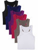 Picture of 6 Pieces Basic Crop Tank Tops Sleeveless Racerback Crop Sport Cotton Top for Women (Black, White, Wine Red, Navy, Purple, Coffee, Large)