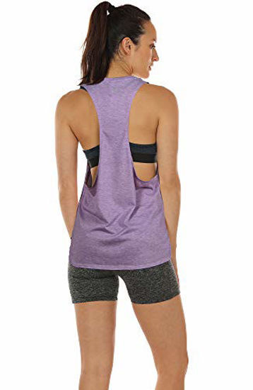 Picture of icyzone Workout Tank Tops for Women - Running Muscle Tank Sport Exercise Gym Yoga Tops Running Muscle Tanks(Pack of 3) (M, Black/Grey/Lavender)