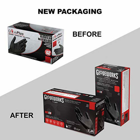 GetUSCart GlovePlus Industrial Black Nitrile Gloves, Box of 100, 5 mil