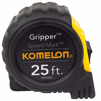 Picture of Komelon SM5425 Speed Mark Gripper Acrylic Coated Steel Blade Measuring Tape, 1-Inch X 25Ft , White