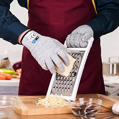 Picture of Dowellife Cut Resistant Gloves Food Grade Level 5 Protection, Safety Kitchen Cuts Gloves for Oyster Shucking, Fish Fillet Processing, Mandolin Slicing, Meat Cutting and Wood Carving, 1 Pair (Large)