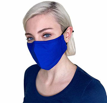 Picture of Cloth Face Mask for Women, Men, Teens, Reusable Washable Breathable fashionable, 3-layer Soft Cotton face mask with Nose Wire, Filter Pocket and Adjustable Ear Loops, 3D, Solid Color (Combo8-5Pack))