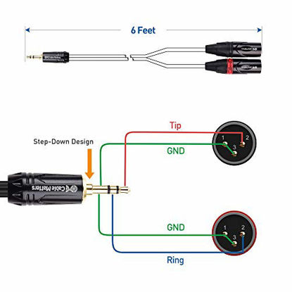 Picture of Cable Matters 3.5mm 1/8 Inch TRS to 2 XLR Cable, Male to Male Aux to Dual XLR Breakout Cable - 10 Feet