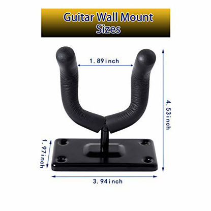 Picture of Guitar Wall Mount 2Pack,Guitar Hangers for Wall,Wall Guitar Mount Hooks Stand,Perfectly Display Musical Instruments for Retail Shop,Bedroom,Playroom,Bar,Rehearsal,2Sets Square & Black