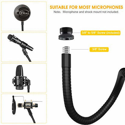 Picture of ZealSound Microphone Stand,Flexible Gooseneck Desktop Mic Stands Holder with Heavy Duty Desk Clamp, 3/8" to 5/8" Screw Adapter 360 Adjustable Compact for Blue Yeti Snowball Ice Spark & Other Mics