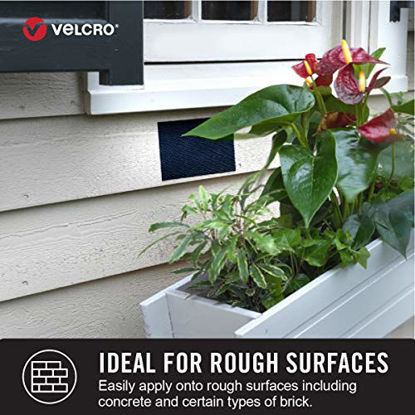 Picture of VELCRO Brand Extreme Tape Strips | 4 x 2 Inch 2 Sets | Holds 15 lbs |Heavy Duty Black with Stick on Adhesive | Strong Holding Power for Outdoor Use