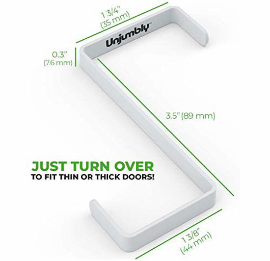 Picture of Unjumbly Over The Door Hook- 4 Pack Sturdy Metal Over Door Hook, Fitting Two Sized Doors, Door Hangers and Over The Door Hooks for Hanging Clothes, Towels, Coats and More (White)
