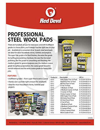 Picture of Red Devil 0311, 000 Extra Fine, (Pack of 16) Steel Wool, 16 Pads, Gray