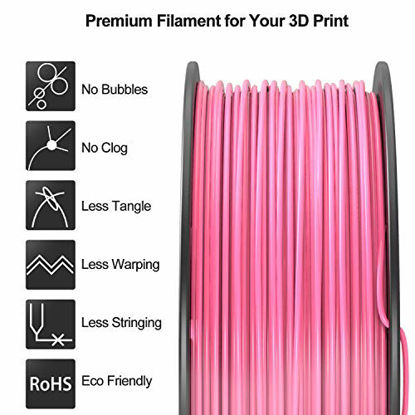Picture of TECBEARS PLA 3D Printer Filament 1.75mm Pink, Dimensional Accuracy +/- 0.02 mm, 1 Kg Spool, Pack of 1