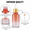 Picture of PrettyCare Eye Dropper Bottles 1oz (Rainbow Colored Glass Bottle 30ml 4 Pack with Golden Caps, 12 Lables & Funnel) Cosmetic Sample Container for Essential Oils, Perfume