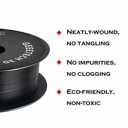 Picture of GEEETECH 1.75mm PLA 3D Printer Filament, 1kg Spool (2.2lbs), Upgrade Tidy Winding Tangle-Free, Dimensional Accuracy +/- 0.03mm, Black