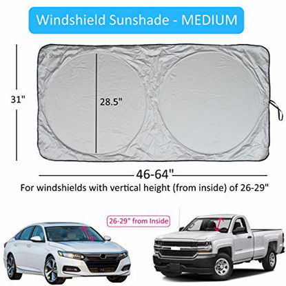 Picture of 7sizes=Better fitment for Every Vehicle Car Windshield Sun Shade - Blocks UV Rays Sun Visor Protector, Sunshade To Keep Your Vehicle Cool And Damage Free,Easy To Use, Fits Windshields of Various Sizes