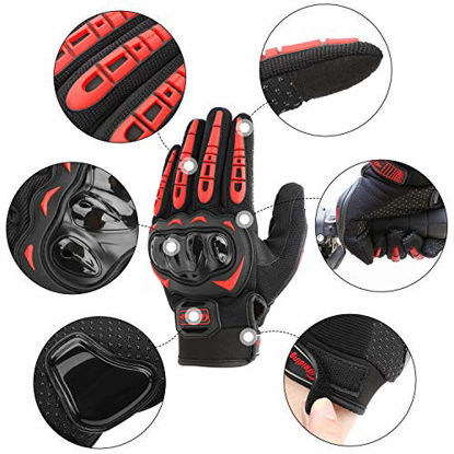 Picture of COFIT Motorcycle Gloves for Men and Women, Full Finger Touchscreen Motorbike Gloves for BMX ATV MTB Riding, Road Racing, Cycling, Climbing - Red XL