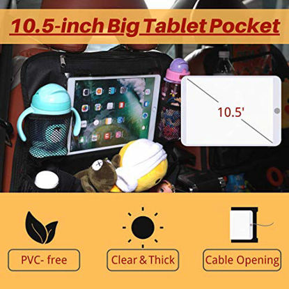 Picture of Car Organizer, SURDOCA 4th Generation Enhanced Car Seat Organizer with 10.5'' PVC-Free Tablet Holder, 9 Pockets , Road Trip Essentials for Kids,Car Seat Back Storage Organizer, Black, 1pc