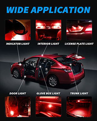 Picture of Yorkim DE3022 LED Bulb 31mm Festoon LED Bulb Red Super Bright CANBUS 10-SMD 4014 Chipsets, 3175 LED Bulb, DE3175 LED Bulb, 3022 LED for Car Interior Dome map Lights, Pack of 4
