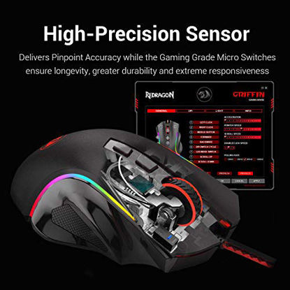 Picture of Redragon M602 RGB Wired Gaming Mouse RGB Spectrum Backlit Ergonomic Mouse Griffin Programmable with 7 Backlight Modes up to 7200 DPI for Windows PC Gamers (Black)