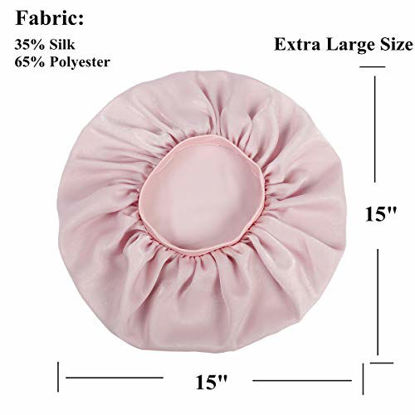 Picture of Satin Silk Bonnet Sleep Cap - Purple Soft Extra Large Wide Band S Women Night Hat For Long Curly Natural Hair Cap Salon Silk Scarf Chemo Patient Slouch Slouchy, Christmas Santa Day Gifts For Women