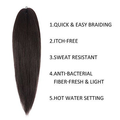 Picture of Pre-Stretched Braiding Hair Extensions 24 inch - 8 Packs Synthetic Crochet Braids, Natural Easy Braid Crochet Hair, Hot Water Setting Professional Soft Yaki Texture (24 inch, 2)
