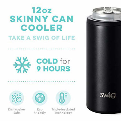 Picture of Swig Life 12oz Triple Insulated Skinny Can Cooler, Dishwasher Safe, Double Walled, Stainless Steel Slim Can Coozie for Tall Skinny Cans in Matte Hydrangea (Multiple Patterns Available)