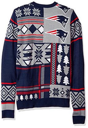 Picture of New England Patriots Patches Ugly Crew Neck Sweater Double Extra Large