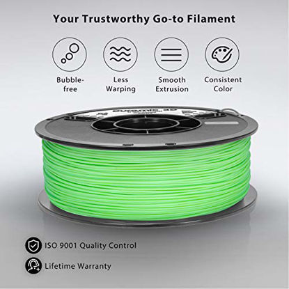 Picture of DURAMIC 3D PLA Filament 1.75mm Green, 3D Printing Filament 1kg Spool(2.2lbs), No-Tangling No-Clogging Dimensional Accuracy +/- 0.05 mm, Consistent Performance for 3D Printer