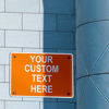 Picture of Aluminum Weatherproof Metal Sign Multiple Sizes Custom Personalized Text Here Orange White Warning Horizontal Street Signs 14x10Inches