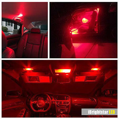 Picture of iBrightstar Newest 9-30V Extremely Bright DE3175 DE3021 Festoon Error Free 1.25" 31mm LED for Interior Map Dome Lights and License Plate Courtesy Lights, Red