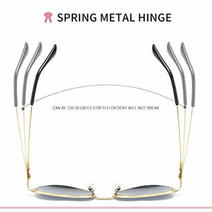 Picture of Dollger Heart Sunglasses Thin Metal Frame Lovely Heart Style for Women, Red Lens+black Frame, 55