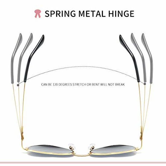 Picture of Dollger Heart Sunglasses Thin Metal Frame Lovely Heart Style for Women, Red Lens+black Frame, 55
