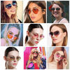 Picture of Dollger Heart Sunglasses Thin Metal Frame Lovely Heart Style for Women, Red Lens+black Frame, 55