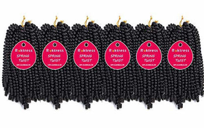 Picture of 6 Pack Spring Twist Crochet Braiding Hair 8 Inch Bomb Twist Crochet Braids Ombre Colors Low Temperature Kanekalon Synthetic Fluffy Hair Extensions 15 Strands 55g/Pack (8inches, 2 color)