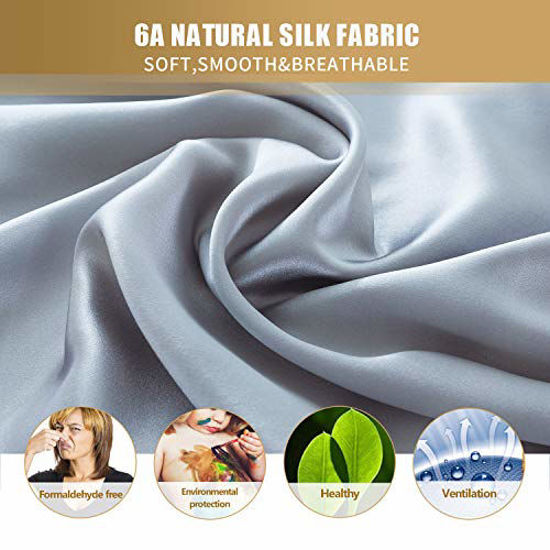 Picture of ZIMASILK 100% Mulberry Silk Pillowcase for Hair and Skin Health,with Hidden Zipper,Both Sides 19 Momme Silk,1pc (King20''x36', Iron Grey)