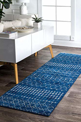 Picture of nuLOOM Moroccan Blythe Area Rug, 6' 7" x 9', Blue