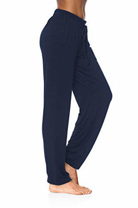Picture of DIBAOLONG Womens Yoga Pants Wide Leg Comfy Drawstring Loose Straight Lounge Running Workout Legging Navy M