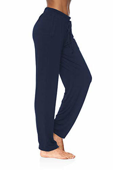 Picture of DIBAOLONG Womens Yoga Pants Wide Leg Comfy Drawstring Loose Straight Lounge Running Workout Legging Navy M