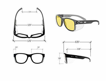 Picture of MAGID Y50BKAFA Iconic Y50 Design Series Safety Glasses with Side Shields | ANSI Z87+ Performance, Scratch & Fog Resistant, Reduce Eye Strain & Fatigue, Cloth Case Included, Amber Lens (1 Pair)