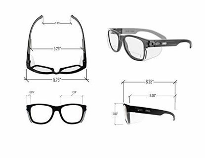 Picture of MAGID Y50BKAFC20 Iconic Y50 Design Series Safety Glasses with Side Shields | ANSI Z87+ Performance, Scratch & Fog Resistant, Comfortable & Stylish, Cloth Case Included, +2.0 BiFocal Lens (1 Pair)