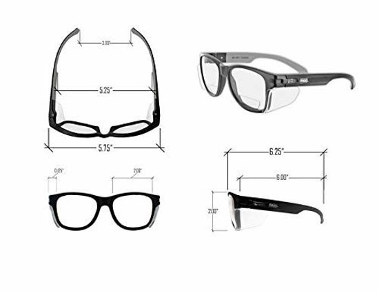 Picture of MAGID Y50BKAFC20 Iconic Y50 Design Series Safety Glasses with Side Shields | ANSI Z87+ Performance, Scratch & Fog Resistant, Comfortable & Stylish, Cloth Case Included, +2.0 BiFocal Lens (1 Pair)