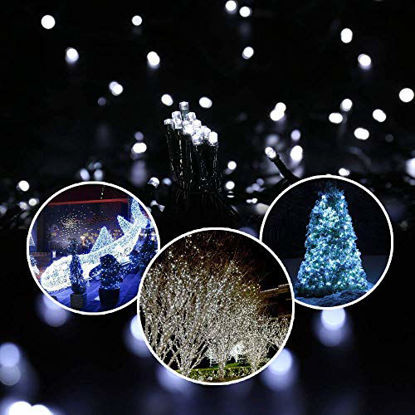Picture of Joomer Solar Christmas Lights 39ft 100 LED 8 Modes Solar String Lights Waterproof Solar Fairy Lights for Garden, Patio, Fence, Balcony, Outdoors (White)