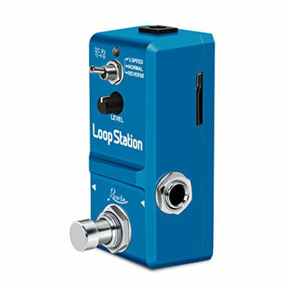 Picture of Rowin Loop Station Looper Effects Pedal with 8G SD Card for 10 Minutes of Looping, Unlimited Overdubs,1/2 time, and Reverse 