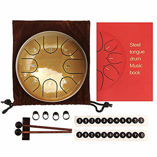 6 Inch 8 Note Steel Tongue Drum Percussion Instrument Lotus Hand Pan Drum with Drum Mallets Carry Bag 