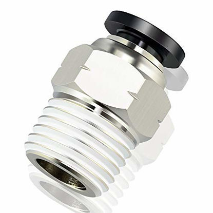 Picture of Tailonz Pneumatic Male Straight 3/8 Inch Tube OD x 1/4 Inch NPT Thread Push to Connect Fittings PC-3/8-N2 (Pack of 10)